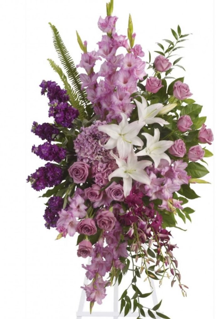 Lavender & Pink Standing Funeral Spray