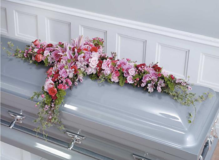 Lavender Cross Casket Spray