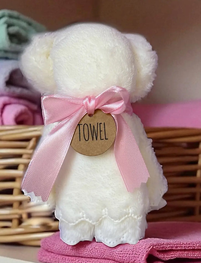 Bear Bath Towel - White